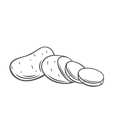 黑色线描土豆插图