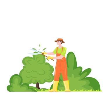 园丁修剪树木插图