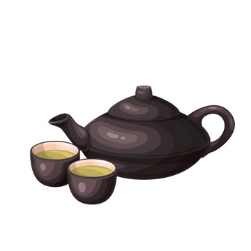 黑色茶壶茶具插图