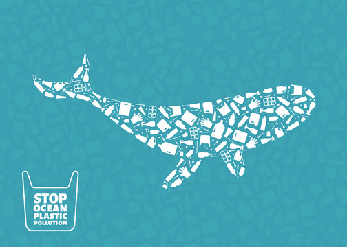 塑料鲸鱼海洋污染海报