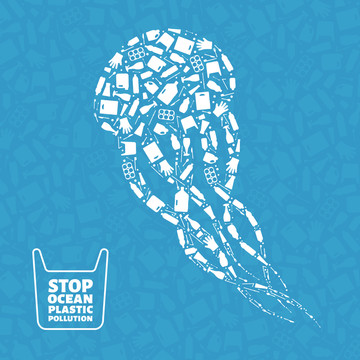 塑料水母海洋保护海报