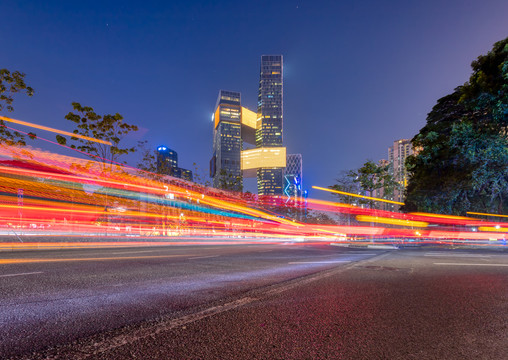 中国深圳腾讯滨海大厦夜景