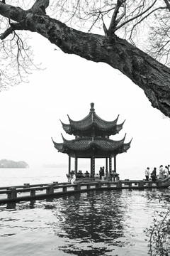 杭州西湖黑白老照片