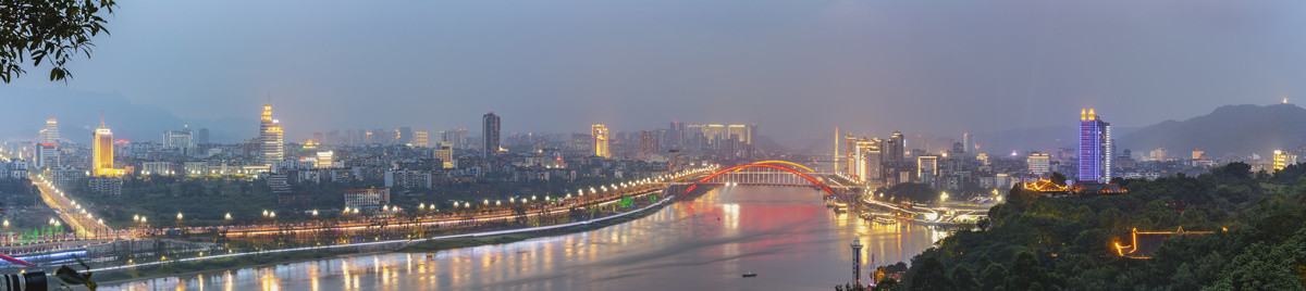 宜宾三江汇流城市景观夜景