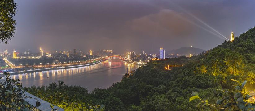 宜宾三江汇流城市景观夜景