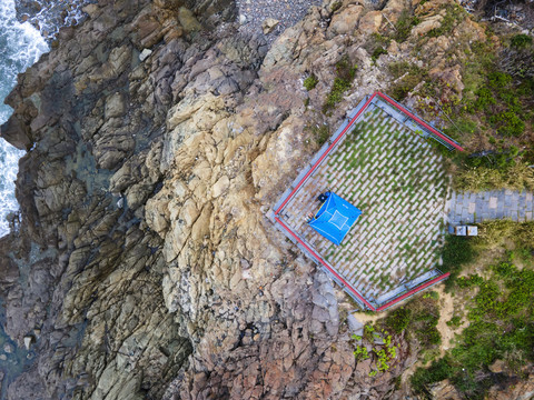 航拍户外环岛公路和海洋海景