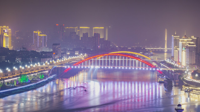 宜宾三江汇流城市景观夜景