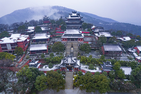 苏州穹窿山上真观雪景