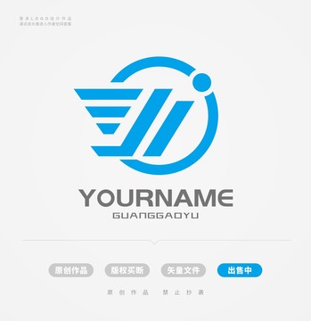 翅膀字母YJ科技logo