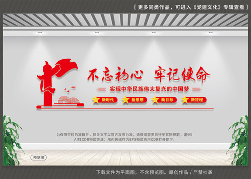 不忘初心牢记使命党建文化墙