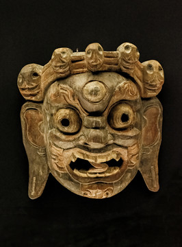 藏族木雕护法面具