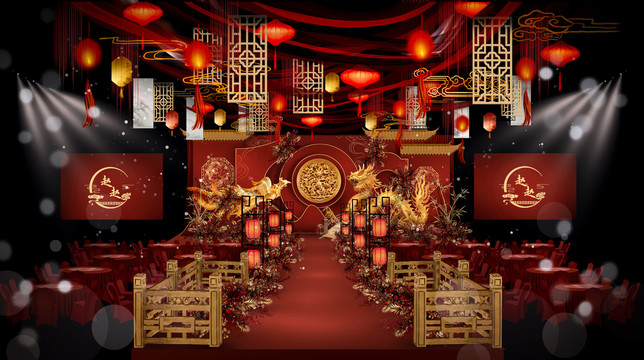 中式龙凤婚礼舞台