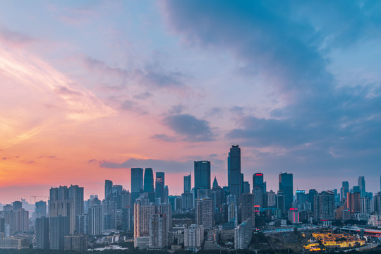 重庆渝中半岛日落夜景