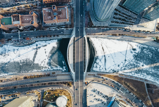 天津建筑大沽桥冬季风光