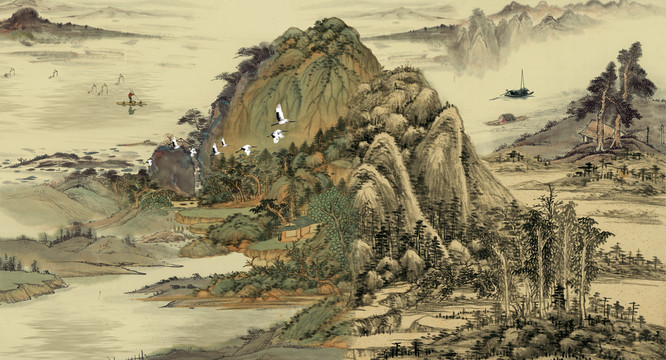 中国画山水画仿古画水墨画