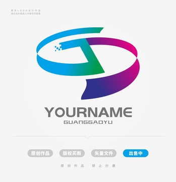 G字母D字母立体科技logo