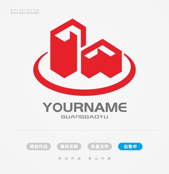 G字母P字母立体logo