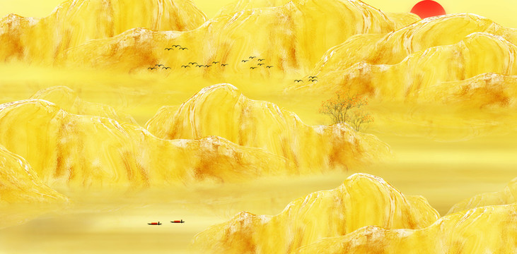 金色山水装饰画