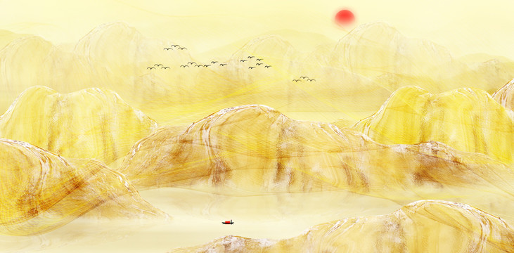 金色山水壁画