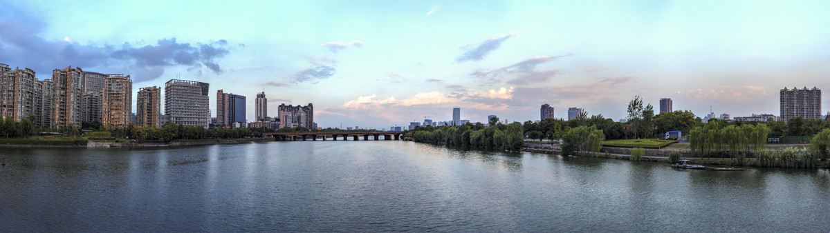 金华婺江通济桥晚霞全景