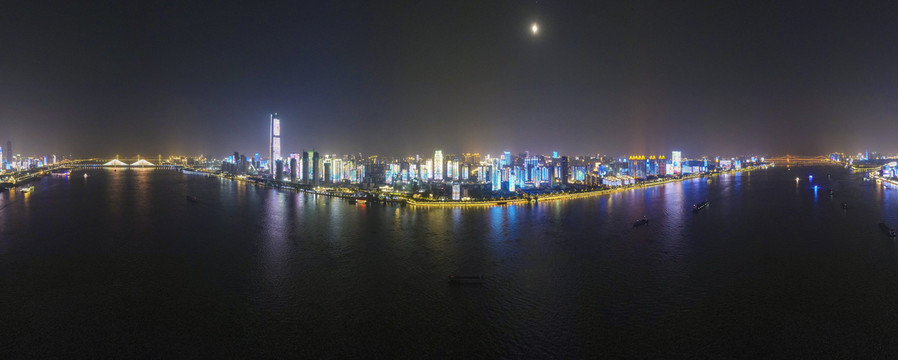 武汉城市夜景灯光秀全景图