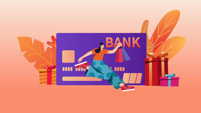 银行卡促销购物节插画