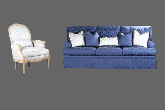 现代欧美轻奢沙发组合蓝色