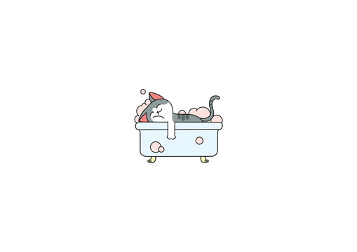 洗澡猫形象
