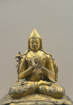 藏传佛教明代宗喀巴铜像