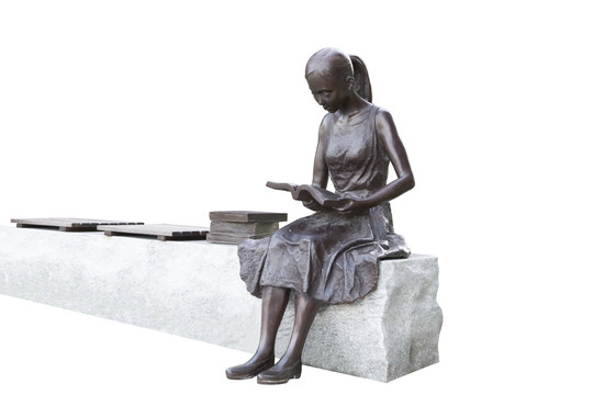 女孩读书雕塑