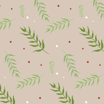 植物柳叶图案纺织面料图
