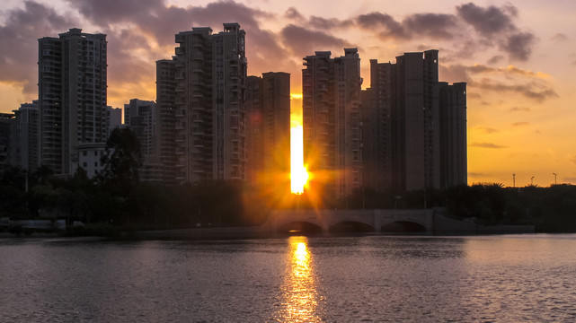 厦门海沧湖日落黄昏