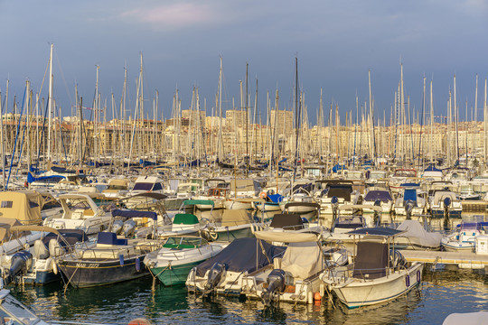 法国马赛老港及城市风光