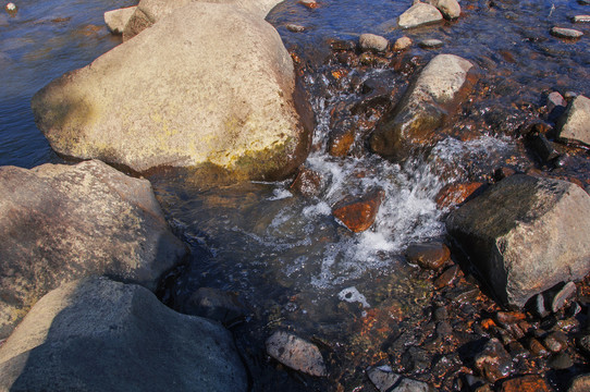小溪石头流水俯拍