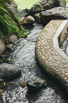 流水秋夏水流岩石