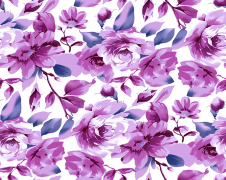 白底紫花