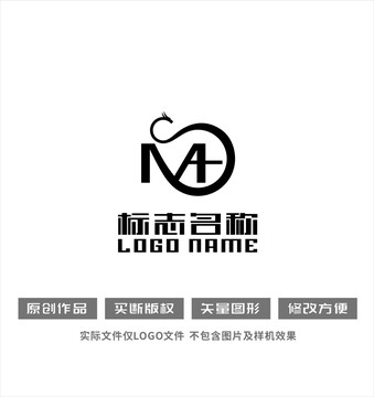 MAS字母标志龙logo