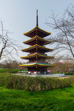 武汉东湖樱园的五重塔