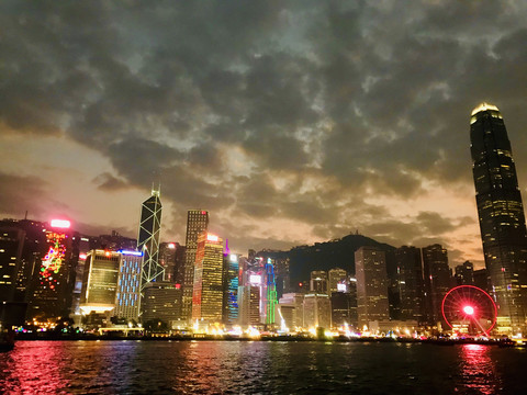 香港晚霞夜景