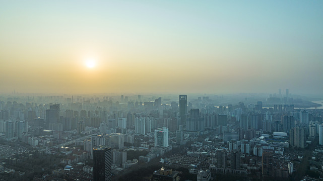 黄浦区清晨航拍风光