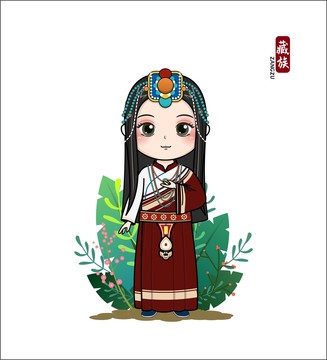 卡通藏族少女
