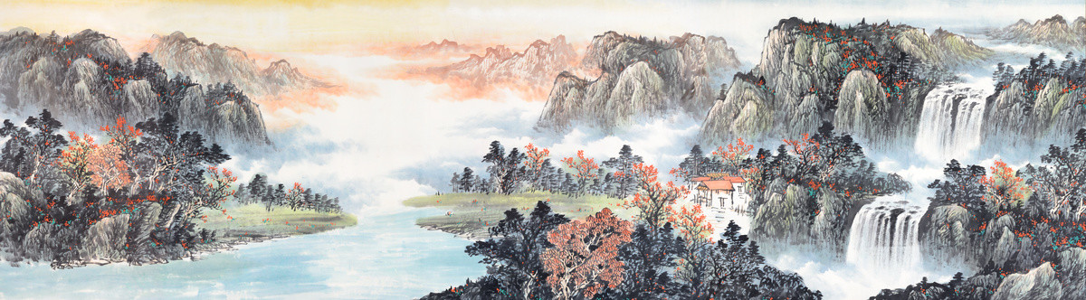 新中式山水长卷国画