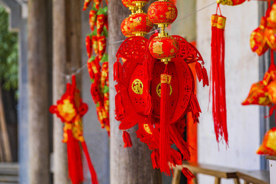 江西婺源篁岭景区的年味装饰