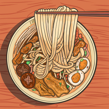 食物面条螺蛳粉插画包装