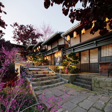 日式民宿外观庭院