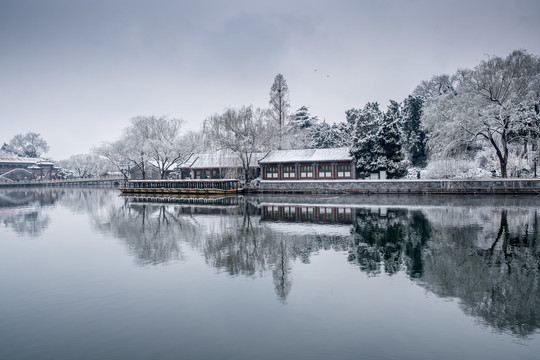 北京北海公园雪景