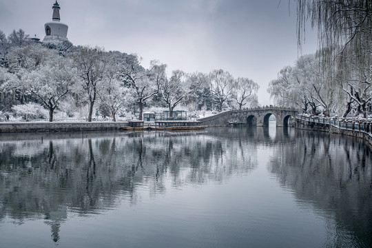 北京北海公园雪景