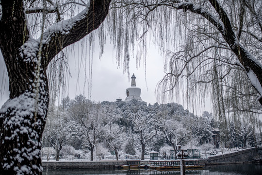 北京北海公园雪景