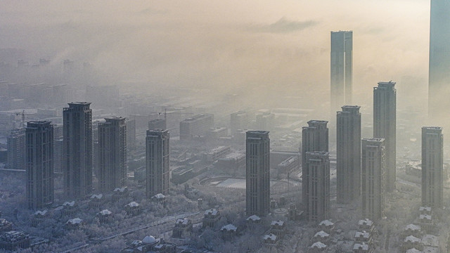 天津雪后美景航拍