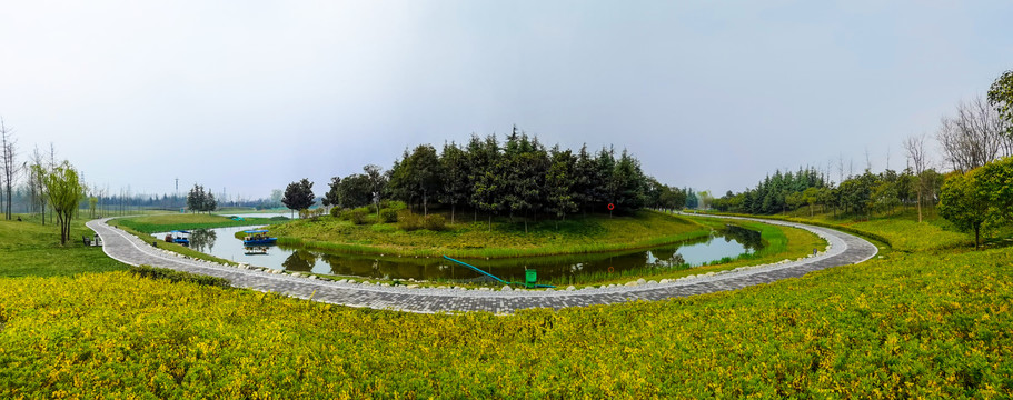 西安鹤鸣湖湿地公园全景大画幅